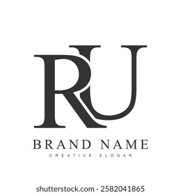 RU trendy logotype template. Initial letter r and u classic font style. Creative logo for company name or identity. Vector illustration.