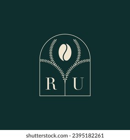 RU Unique and simple logo design combination of letters and coffee bean