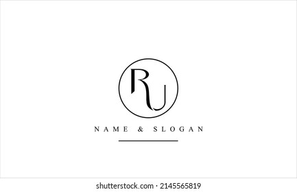 RU, UR, R, U abstract letters logo monogram