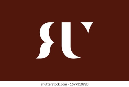 RU or UR and R or U Uppercase Letter Initial Logo Design, Vector Template