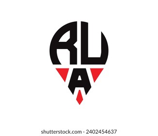 diseño del logotipo de la forma de ubicación de la letra RUA.