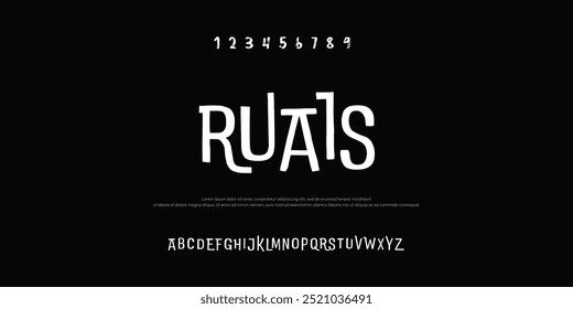 Ruals Neo futuristic geometric alphabet, minimalist block font with cutout space, bold modern typography, innovative digital font design, monogram, headline,