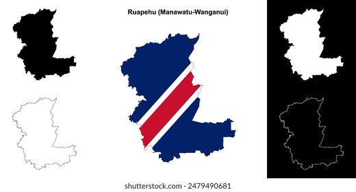 Ruapehu blank outline map set