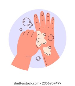 Rub Base Of Thumbs Hygiene Badge Vector Illustration