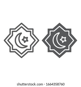 Rub El Hizb line and glyph icon, ramadan and islam, islamic star sign, vector graphics, a linear pattern on a white background, eps 10