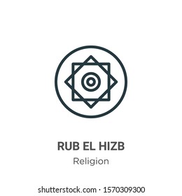 Rub el hizb outline vector icon. Thin line black rub el hizb icon, flat vector simple element illustration from editable religion concept isolated on white background