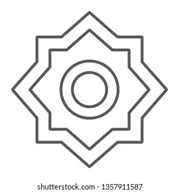 Rub el hizb thin line icon, arabian and symbol, arabic star sign, vector graphics, a linear pattern on a white background, eps 10.