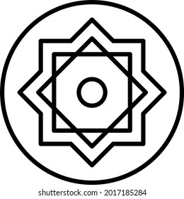 Rub el Hizb Vector Line Icon Design
