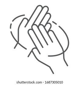 Rub hands palm to palm thin line icon, wash and hygiene, sanitary sign, vector graphics, a linear pattern on a white background, eps 10
