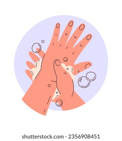 Rub Wrists Hygiene Badge Vector Illustration