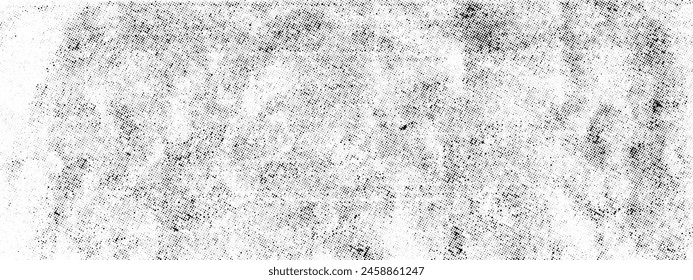 Rubbed aged texture with a halftone raster pattern. Monochrome noise of dust or dirt, printing errors for overlay in grunge technique. Vector BG.