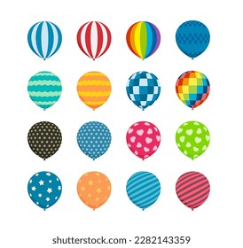 Rubber balloon illustration set of various patterns (flat design)