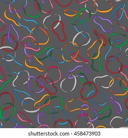 Rubber band wristband bracelet colorful doodle vector Seamless Pattern isolated wallpaper background black