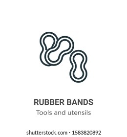 Rubber bands outline vector icon. Thin line black rubber bands icon, flat vector simple element illustration from editable tools and utensils concept isolated on white background