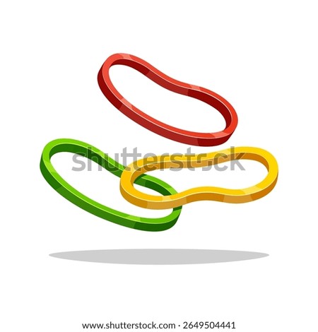 Rubber bands vector isolated on white background.