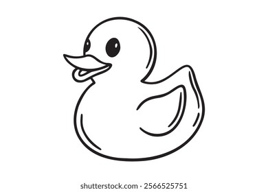 rubber bath duck for baby bathtub doodle hand drawn icon. Outline drawing rubber bath duck for baby bathtub line clipart symbol. Vector illustration