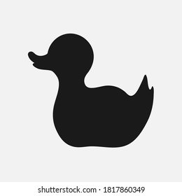 Icono plano del pato de baño de goma. Negro 
silueta de fondo blanco. Vecor eps 10