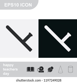 Rubber baton flat black and white vector icon.