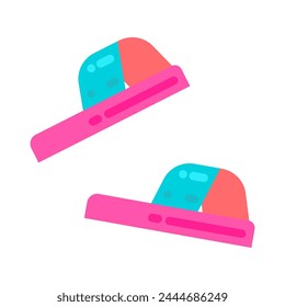 Rubber beach slippers. Footwear for sea holidays. Summer vacation icon. Simple flat cartoon vector isolated on white background