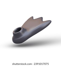 Rubber black driver fin for swimming underwater. Part of fast swimming suit. Diving gear concept. Vertical vector illustration in 3d style with white background