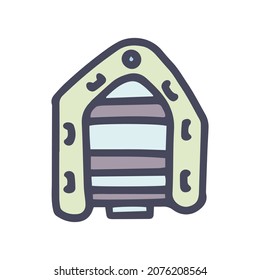rubber boat color vector doodle simple icon