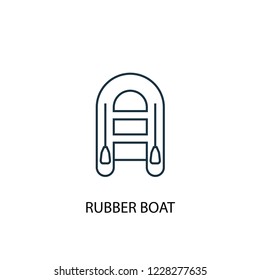Rubber boat concept line icon. Simple element illustration. Rubber boat concept outline symbol design from Camping set. Can be used for web and mobile UI/UX