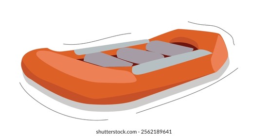 rubber boat flat vector illustration.
