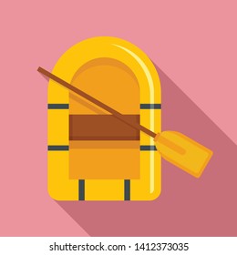 Rubber boat icon. Flat illustration of rubber boat vector icon for web design