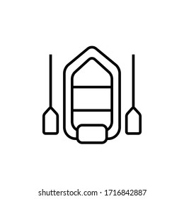 rubber boat icon outline vector illustration. isolated on white background