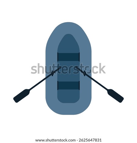 Rubber boat with oars icon. Colored silhouette. Top view. Vector simple flat graphic illustration. Isolated object on white background. Isolate.