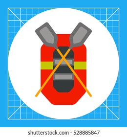 Rubber Boat with Oars Vector Icon
