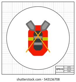 Rubber Boat with Oars Vector Icon