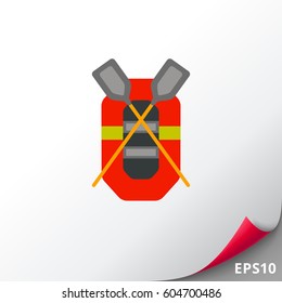 Rubber Boat with Oars Vector Icon