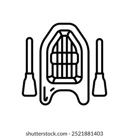 Ícone de contorno de barco de borracha, ilustração de vetor