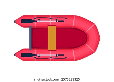 Rubber boat with paddle. Rafting extreme water sport. Fishing equipment. Inflatable rubber vessel boat.