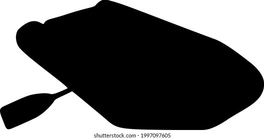 Rubber boat with a paddle. Vector image. 
