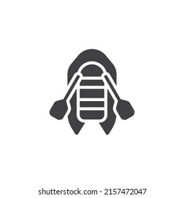 Icono vectorial de bote de caucho. signo plano relleno para concepto móvil y diseño web. Icono inflable de glifo de bote. Símbolo, ilustración del logotipo. Gráficos vectoriales