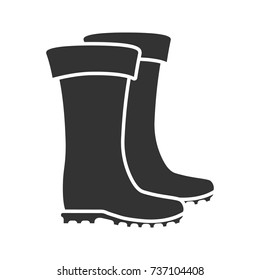 Rubber boot glyph icon. Waterproof shoes. Fishing equipment. Silhouette symbol. Negative space. Vector isolated illustration