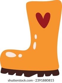 Rubber Boot With Heart Vector Illustration