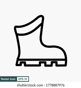 Rubber boot icon design template, vector icon designed in line style, editable stroke icon on white background, can be used for web, mobile, UI and various needs of your project
