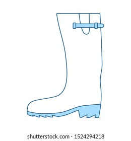 Rubber Boot Icon. Thin Line With Blue Fill Design. Vector Illustration.