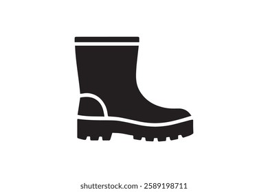 Rubber boot icon vector silhouette isolated in white background