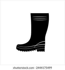 Rubber Boot Icon, Wellington Boot, Boot Icon, Long Boot Icon Vector Art Illustration