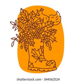 rubber boot leaf nature flowers frog vector picture