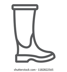 Rubber boot line icon, footwear and protection, galoshes sign, vector graphics, a linear pattern on a white background, eps 10.
