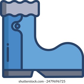 rubber boot linear color vector illustration