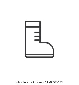 Rubber boot outline icon. linear style sign for mobile concept and web design. Gumboots simple line vector icon. Symbol, logo illustration. Pixel perfect vector graphics