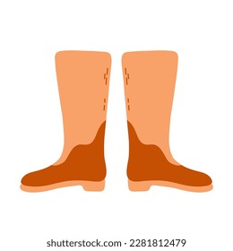 Rubber boots. Autumn shoes for walking in puddles. Boots of a gardener to work in the garden. Vector illustration