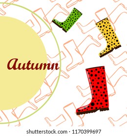rubber boots autumnal vector background