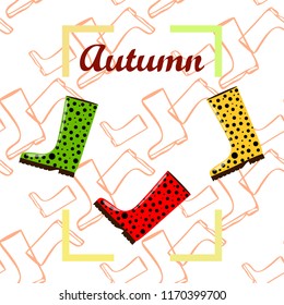 rubber boots autumnal vector background
